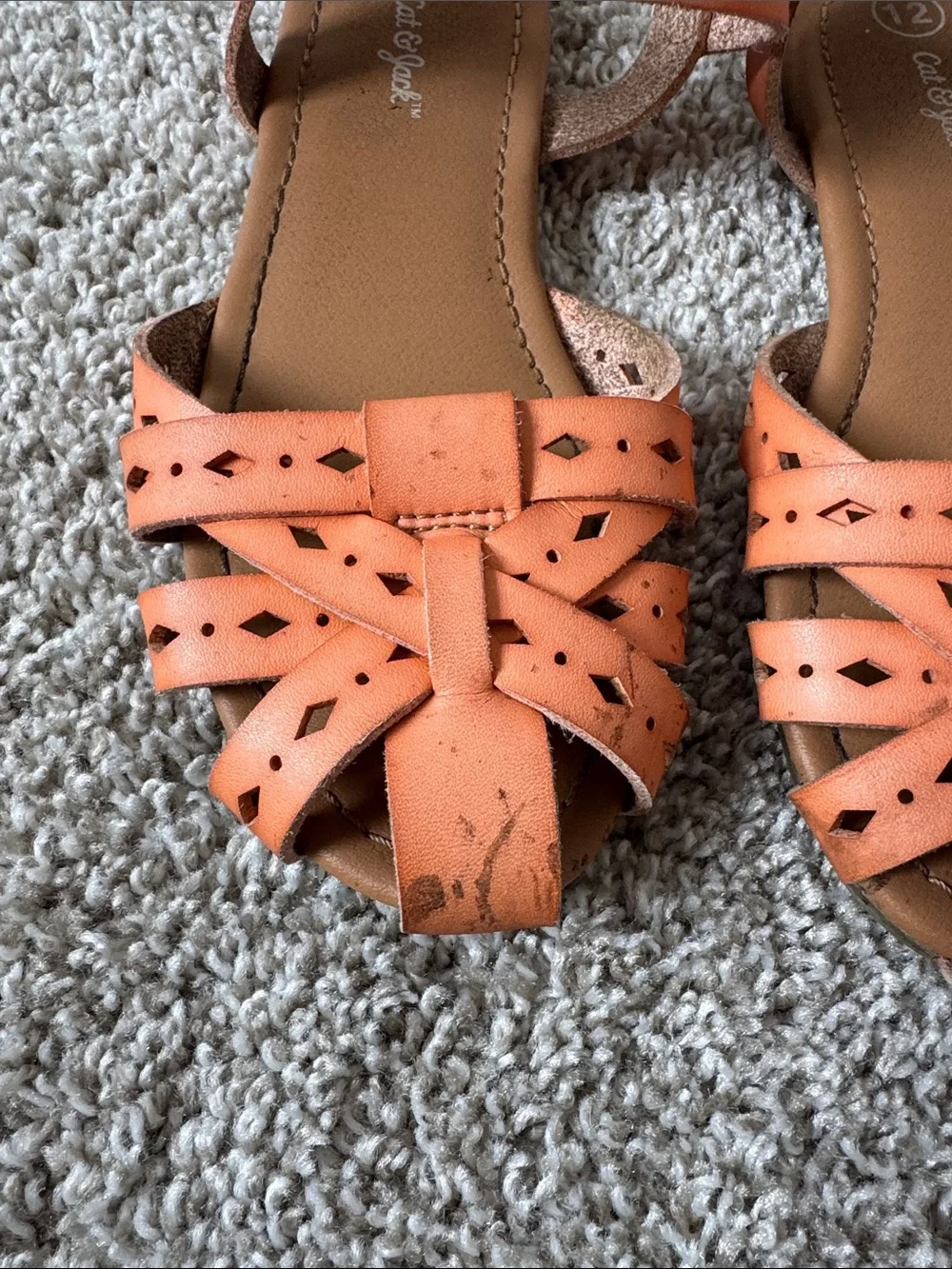 Cat & Jack Orange/Tan Strappy Girls' Sandals